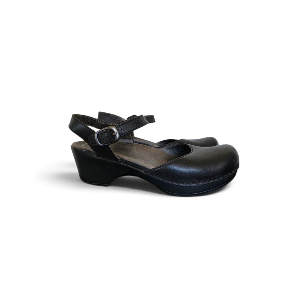 Dansko Black Leather Effortless Boho Chic Comfy Workwear Mules Clogs sz 39, 8.5